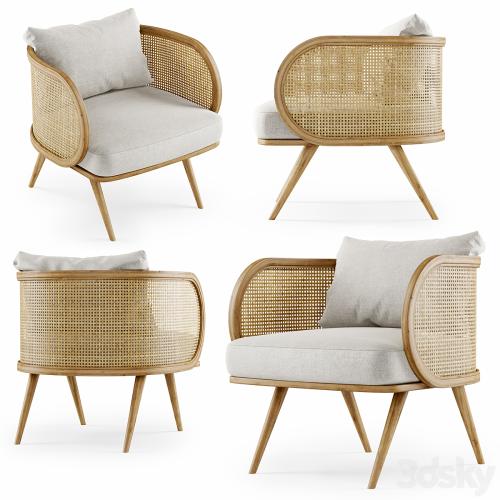 Wooden rattan lounge chair C20 by Bpoint Design / Rattan chair