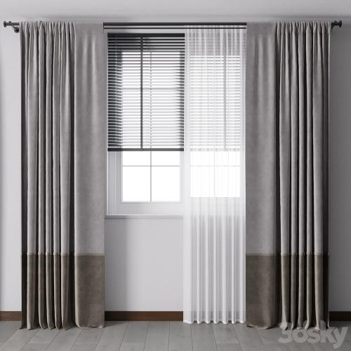 Curtain with metal curtain rod & metal blind 05