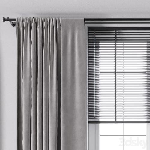 Curtain with metal curtain rod & metal blind 05