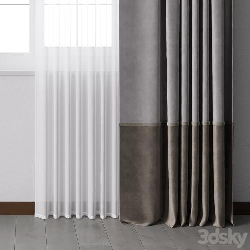 Curtain with metal curtain rod & metal blind 05