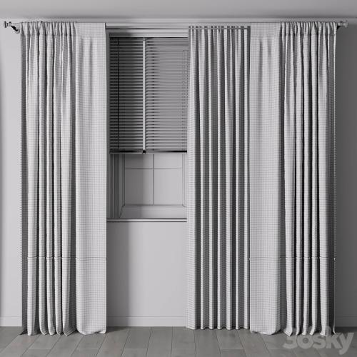 Curtain with metal curtain rod & metal blind 05