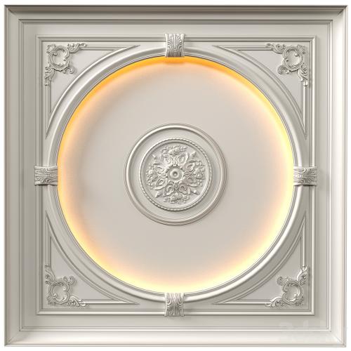 Coffered round illuminated ceiling in a classic style.Modern coffered illuminated ceiling Set