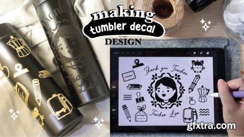 Designing vinyl tumbler decals in Procreate - making tumbler decal with Cricut machine -vinyl design