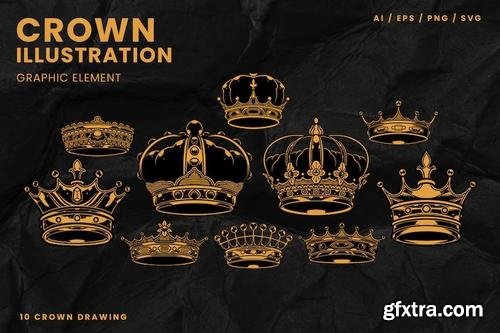 Vintage Hand Drawing Crown Illustration 02