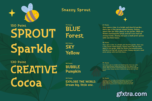 Snazzzy Sprout - Adorable Typeface for Kids RJC88UK