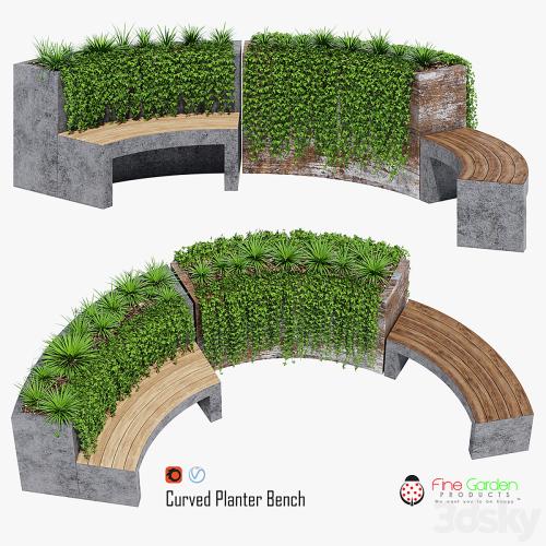 Curved planter bench two