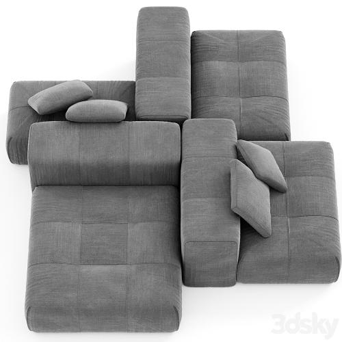 Saba Italia PIXEL Sectional fabric sofa with removable cover