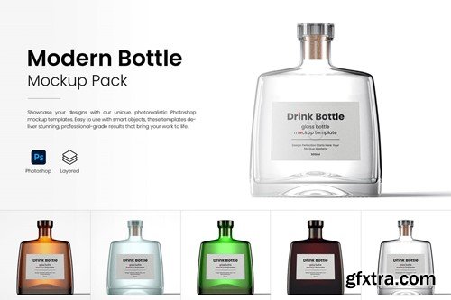 Modern Flat Drink Bottle Mockup Pack 4GNW36L