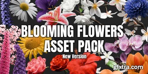 blendermarket - Blooming Flowers - Geo Nodes Curve Asset Pack