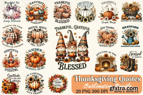 CreativeFabrica  - Thanksgiving Quotes Sublimation Bundle