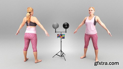 CGTrader - Woman in pink fitness suit in A-pose 407 VR / AR / low-poly 3d model