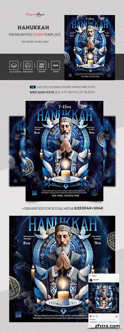 Hanukkah Candlelights - Premium Flyer template (PSD)