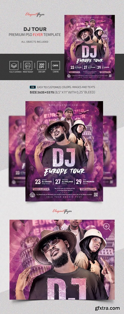 Dj Tour Event - Premium Flyer template (PSD)