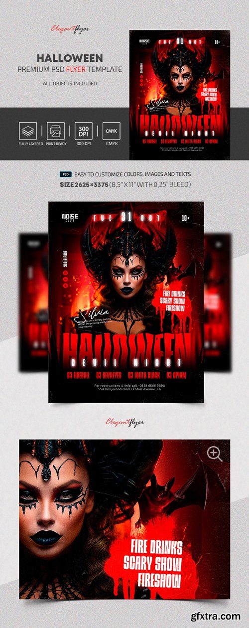 Halloween Devil Night - Premium Flyer template (PSD)