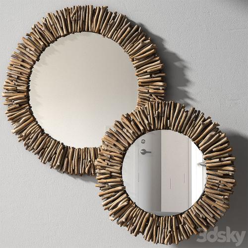 Pottery barn NATURAL DRIFTWOOD MIRROR - ROUND