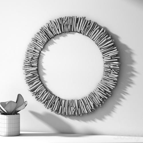 Pottery barn NATURAL DRIFTWOOD MIRROR - ROUND