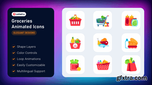 Videohive Groceries Animated Icons 54395566