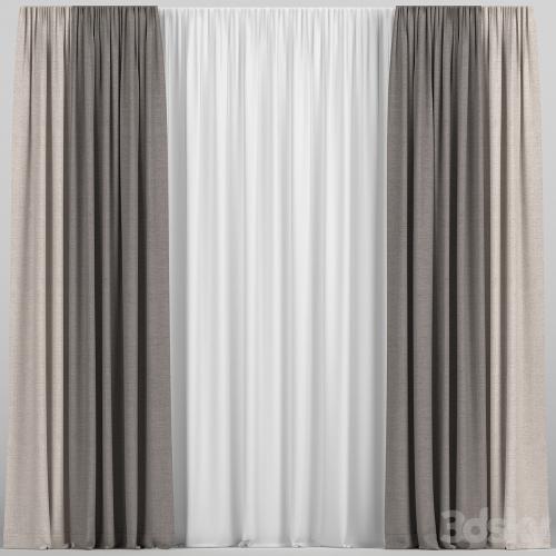 Curtains in two colors with tulle