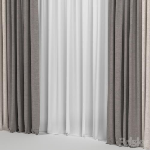 Curtains in two colors with tulle