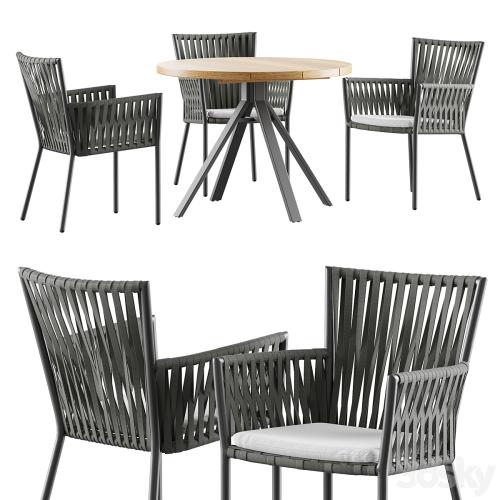 Outdoor garden wicker woven dining set Skyline design Bowline