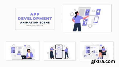 Videohive Mobile App Developer 2D Character Animation Scene Template 54320507