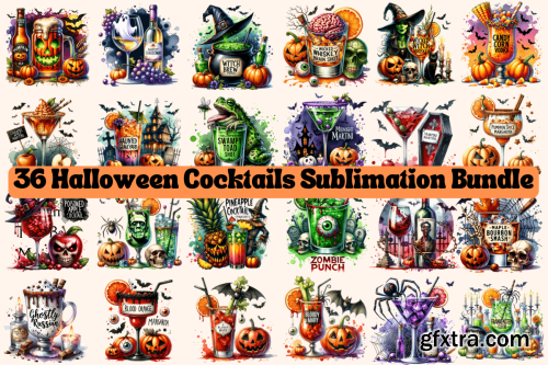 CreativeFabrica  - Halloween Cocktails Sublimation Bundle