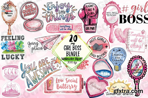 CreativeFabrica  - Girl Boss Clipart PNG Bundle