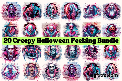 CreativeFabrica  - Creepy Halloween Peeking Bundle