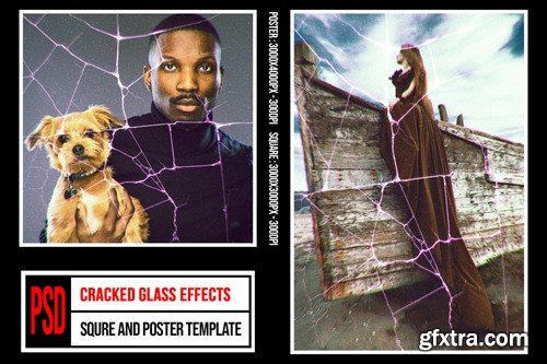 Square & Poster - Cracked Glass Effects 3DXDXZN