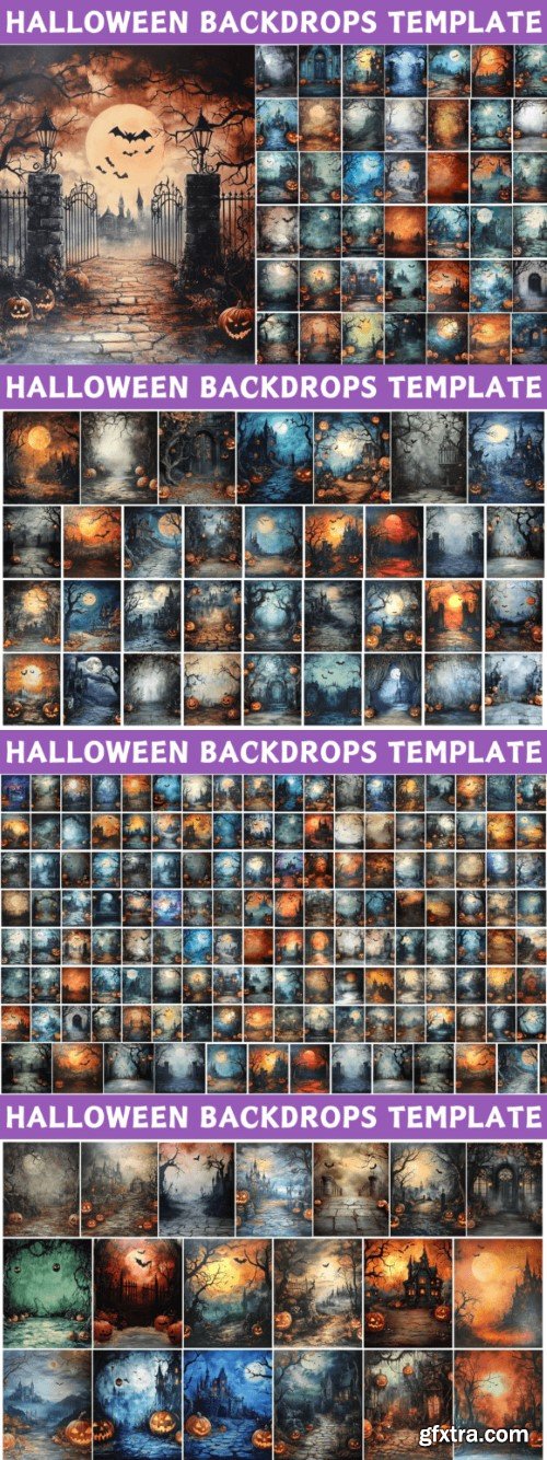 200 Halloween Digital Backdrops Bundle