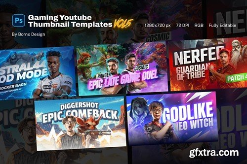 Gaming Youtube Thumbnail Templates vol 5 CND426F