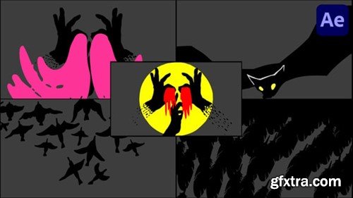 Videohive Halloween Cartoon Transitions Pack for After Effects 54445800