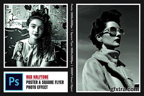 RGB Halftone Square And Poster Photo Effect GTTWDH9