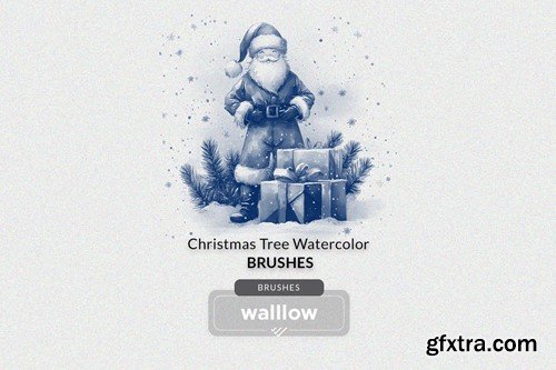 Watercolor Christmas clipart photoshop brush set K3SMFH5