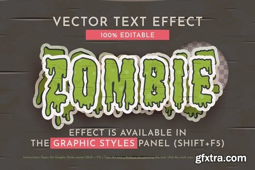 Zombie Sticker Editable Text Effect, Graphic Style WP542B6