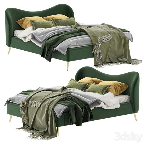 Made Kooper King Size Bed, Laurel Green Velvet