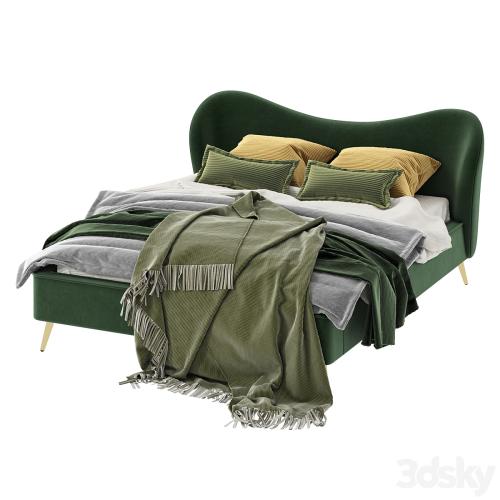 Made Kooper King Size Bed, Laurel Green Velvet