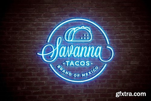 Neon Sign Light Logo Mockup 2VURQYY