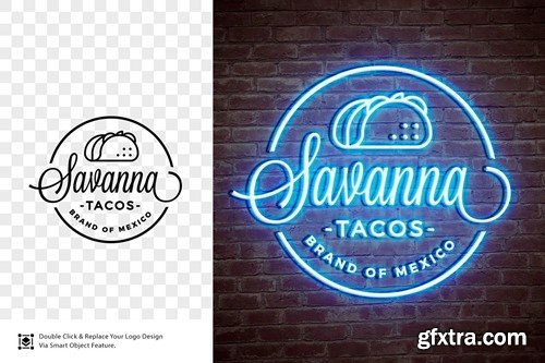 Neon Sign Light Logo Mockup 2VURQYY