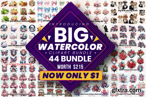 CreativeFabrica  - Big Watercolor Clipart Bundle