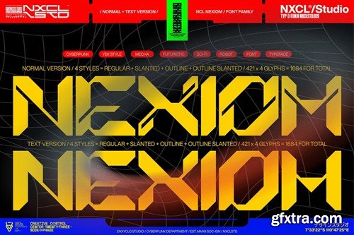 Nexiom Font Family - Y2k Cyberpunk Mecha Font KLY3KYC