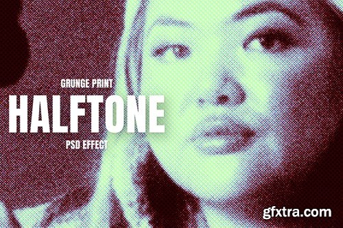 Grunge Printed Halftone PSD Photo Effect PKRM9GK