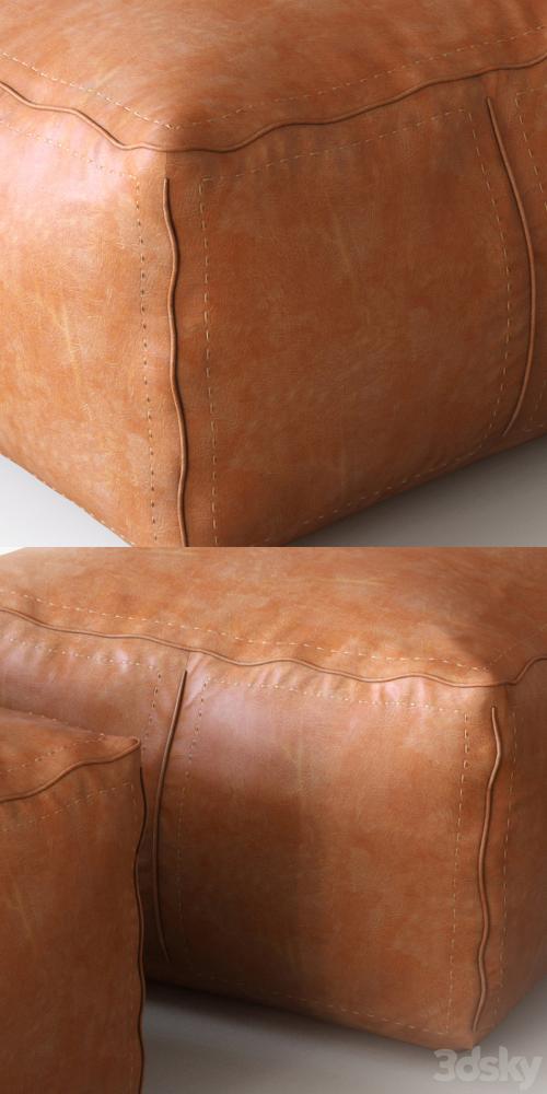 Moroccan Contemporary Leather Pouf