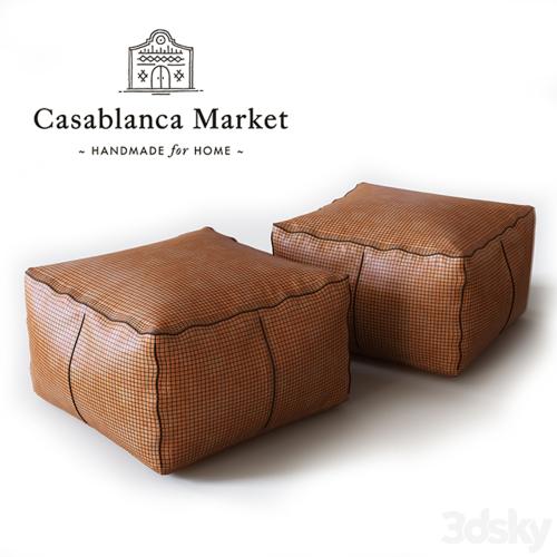 Moroccan Contemporary Leather Pouf