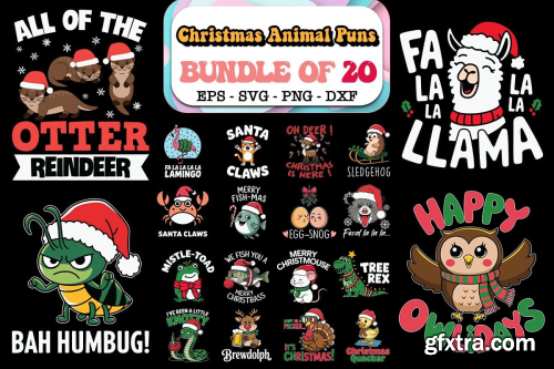 CreativeFabrica  - Christmas Animal Puns SVG Bundle