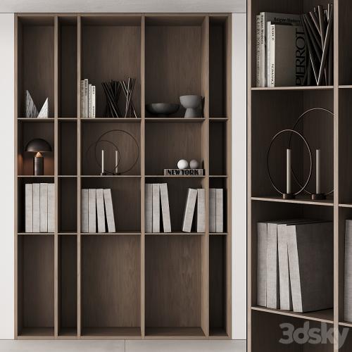 202 bookcase and rack 05 wooden with decor 01