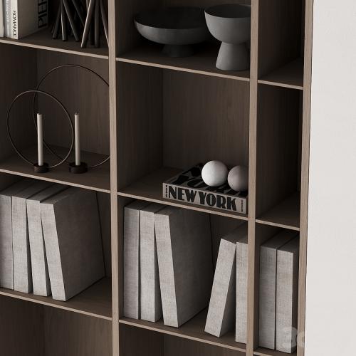 202 bookcase and rack 05 wooden with decor 01