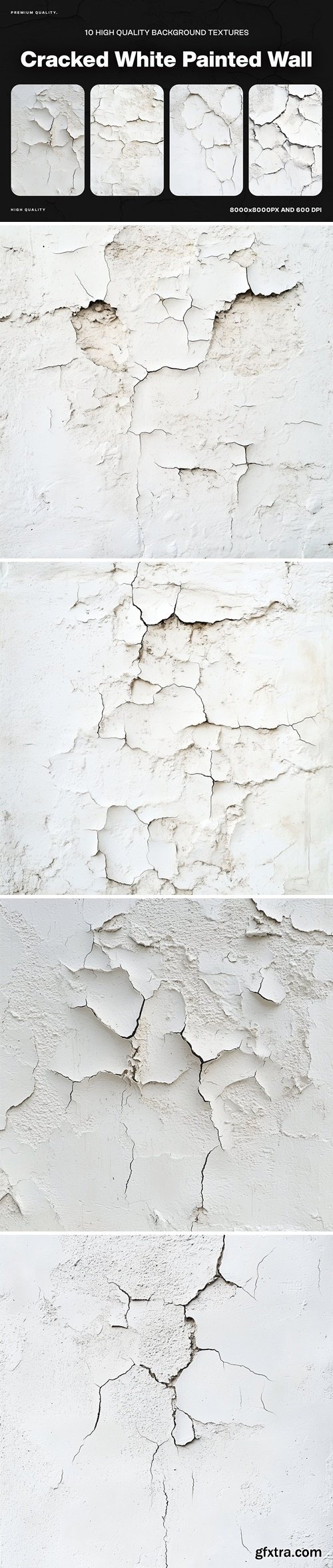 10 Cracked White Painted Wall Texture