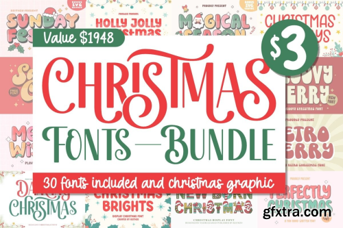 CreativeFabrica  - Christmas Font and Graphics Bundle