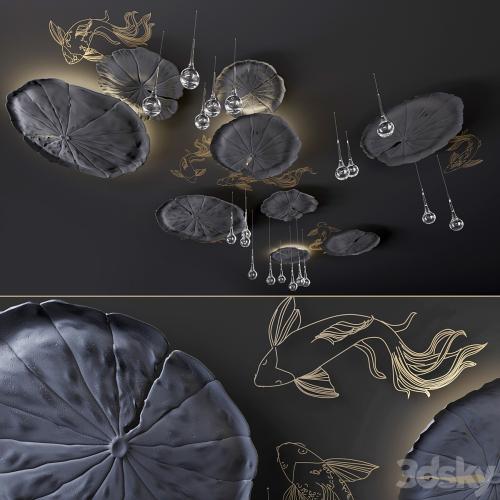 Ceiling decor - Water Lily and fish L